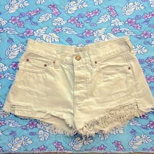 Free People Distressed Lace Shorts